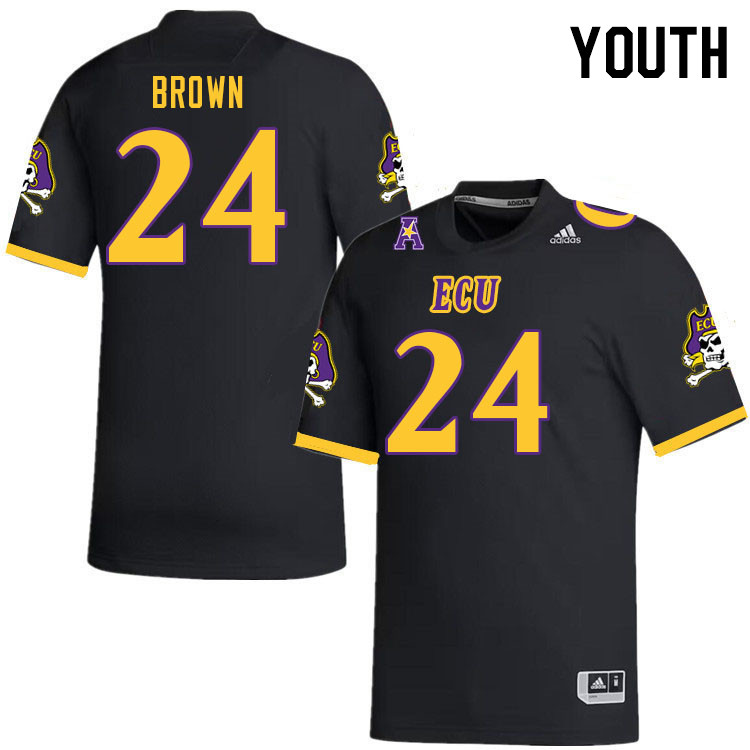 Youth #24 TyMir Brown ECU Pirates 2023 College Football Jerseys Stitched-Black